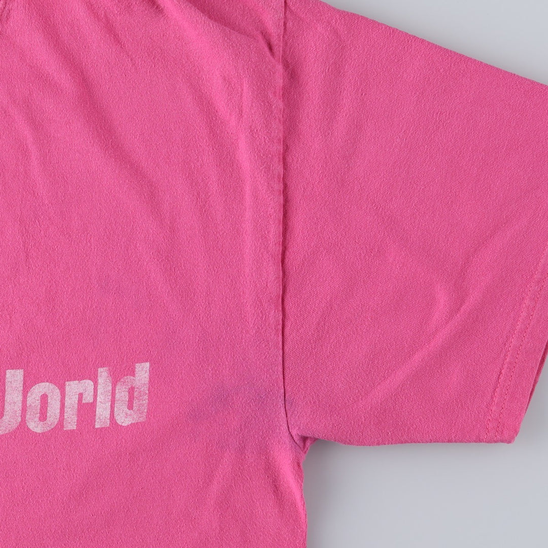 Disney MICKEY MOUSE character print T-shirt, women's size L (approx.) cotton pink type Vintage Second Hand