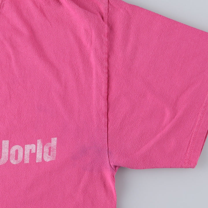 Disney MICKEY MOUSE character print T-shirt, women's size L (approx.) cotton pink type Vintage Second Hand