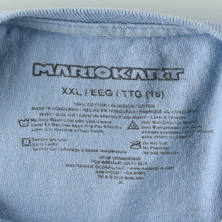 MARIO KART Mario Anime Character Print T-Shirt, Women's Size M (approx.) cotton Blue type light blue Vintage Second Hand