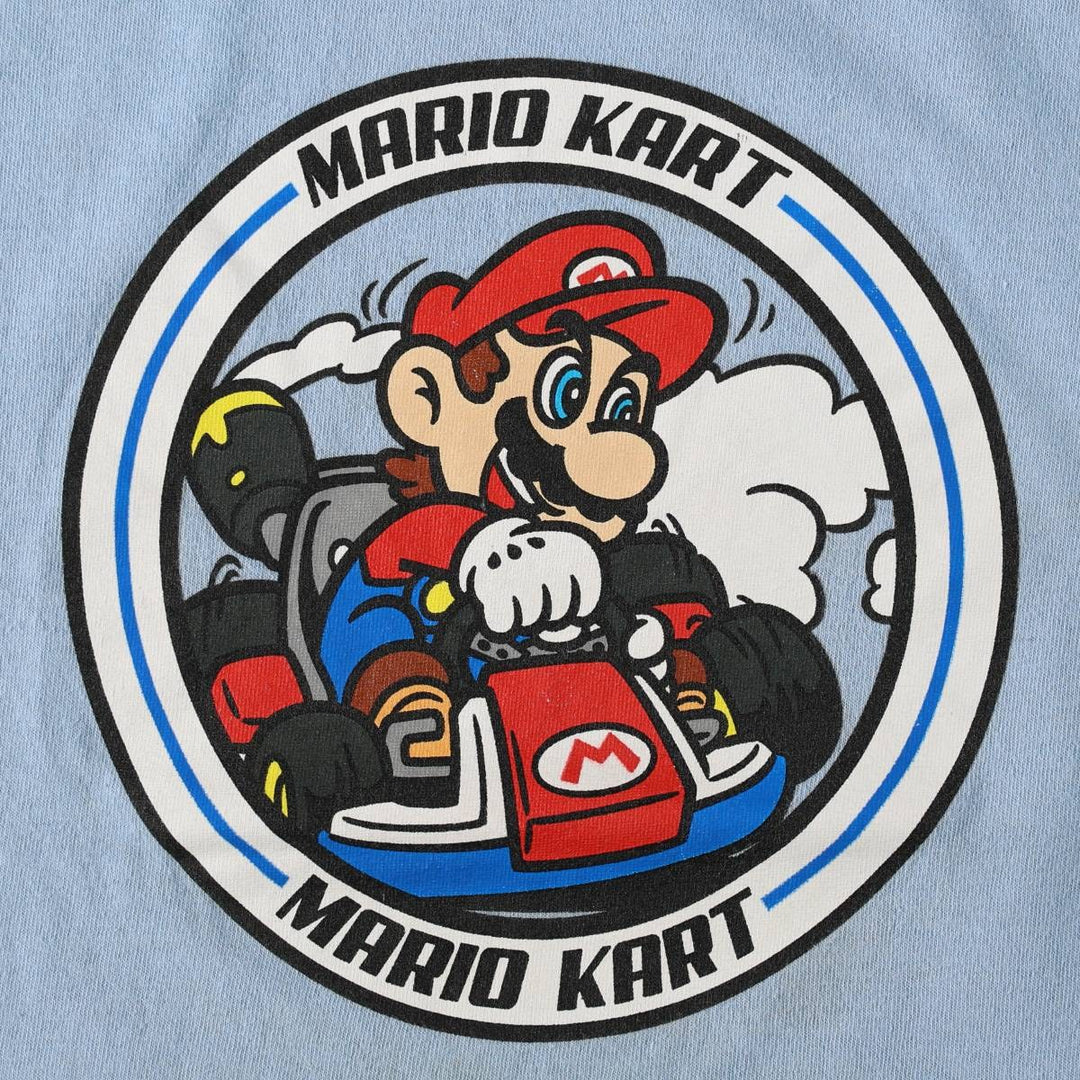 MARIO KART Mario Anime Character Print T-Shirt, Women's Size M (approx.) cotton Blue type light blue Vintage Second Hand