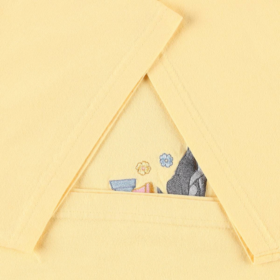2000'S Disney Lady and the Tramp character embroidered T-shirt, women's size L (approx.) cotton yellow type Vintage Second Hand