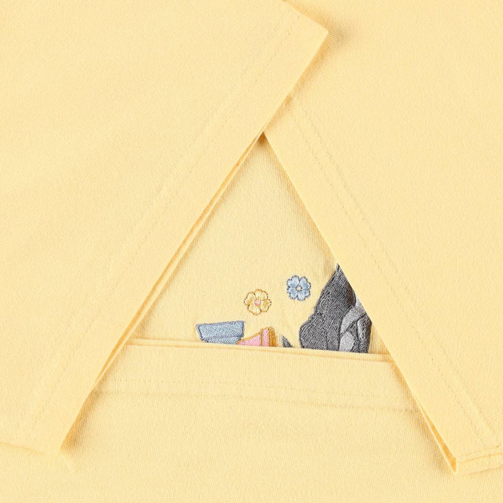 2000'S Disney Lady and the Tramp character embroidered T-shirt, women's size L (approx.) cotton yellow type Vintage Second Hand