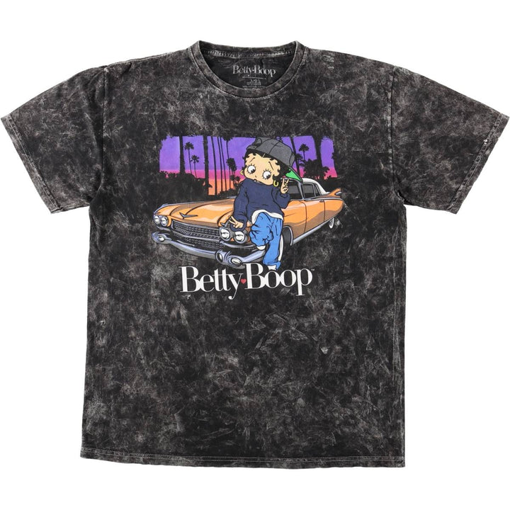 BETTY BOOP character print T-shirt, women's size L (approx.) cotton black type Vintage Second Hand