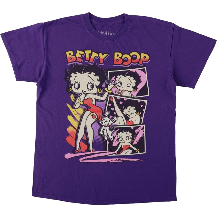 Betty Boop character print T-shirt, women's size M (approx.) cotton purple type Vintage Second Hand