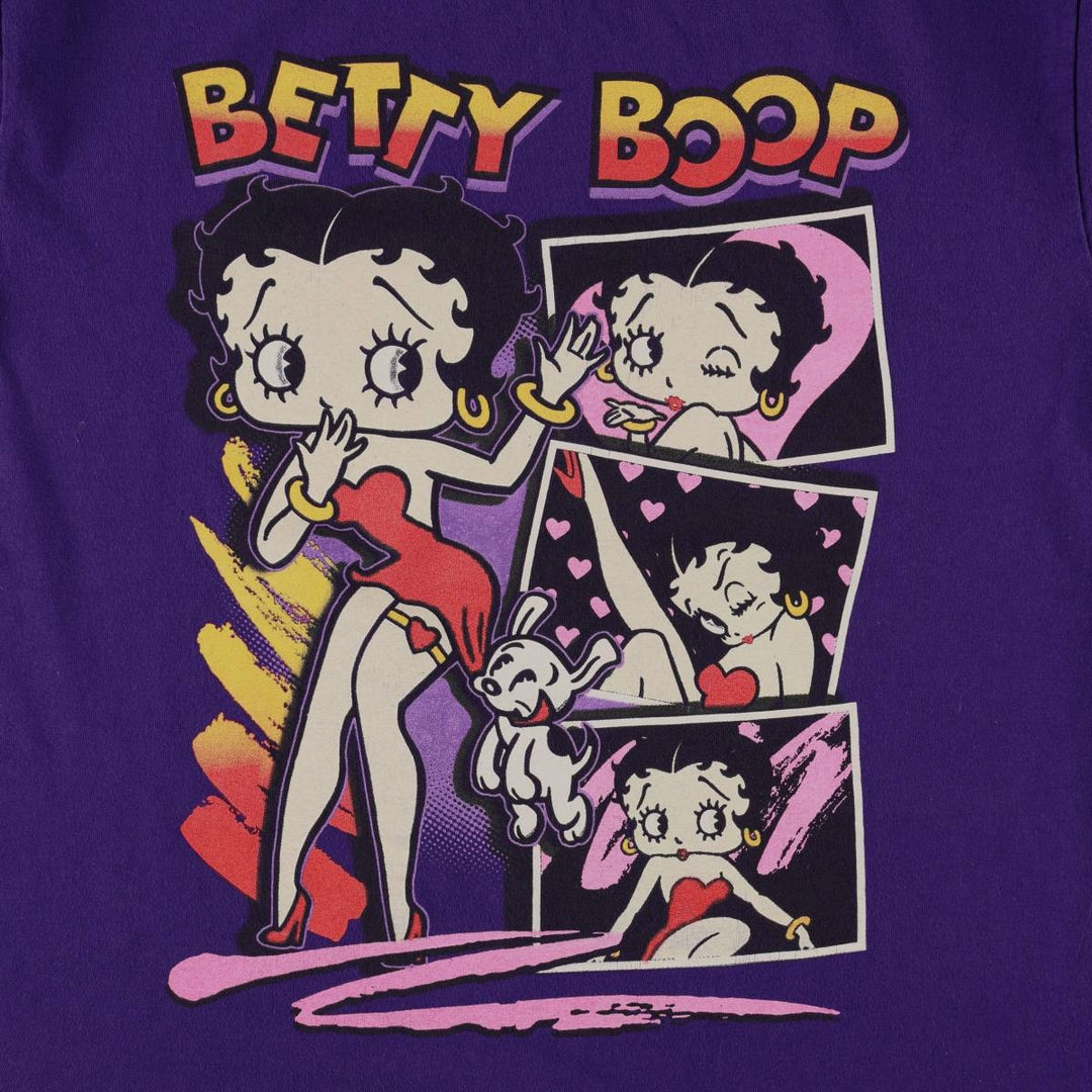 Betty Boop character print T-shirt, women's size M (approx.) cotton purple type Vintage Second Hand