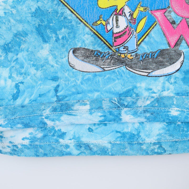 90'S Looney Tunes Tweety Tie-Dye Pattern Character Print T-Shirt, Made in USA, Women's Size S (Equivalent), Vintage cotton Blue type light blue Vintage Second Hand
