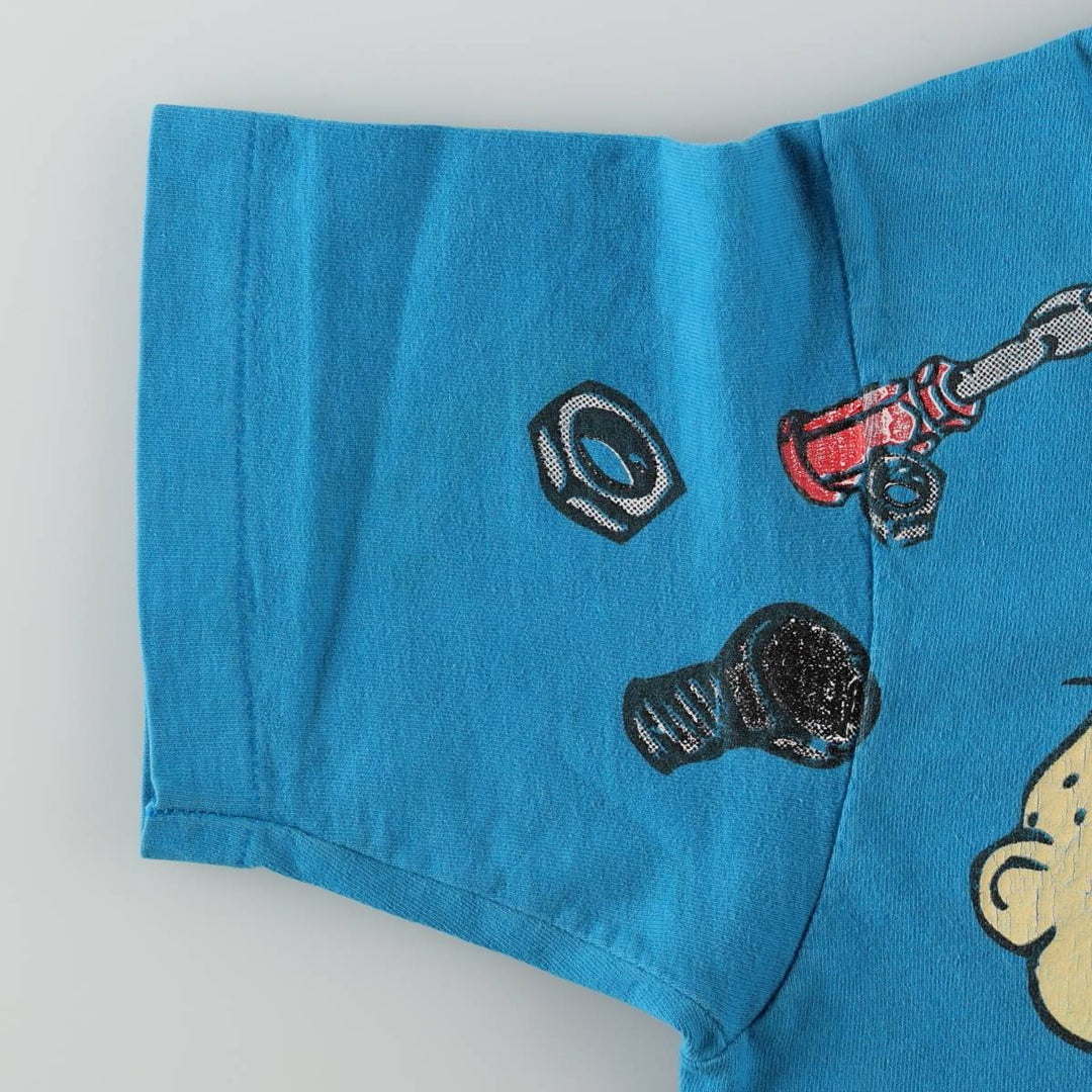 90'S RUGRATS Large Print Character T-Shirt, Made in USA, Women's Size L (Equivalent), Vintage cotton Blue type light blue Vintage Second Hand