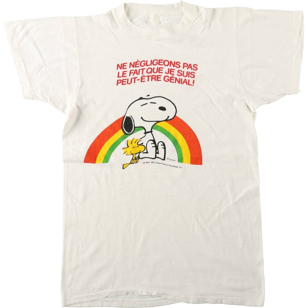 SNOOPY character print T-shirt, women's size S (approx.), vintage. unclear white type Vintage Second Hand