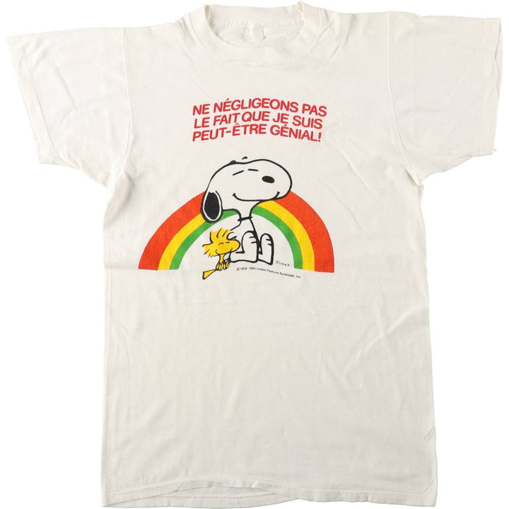 SNOOPY character print T-shirt, women's size S (approx.), vintage. unclear white type Vintage Second Hand