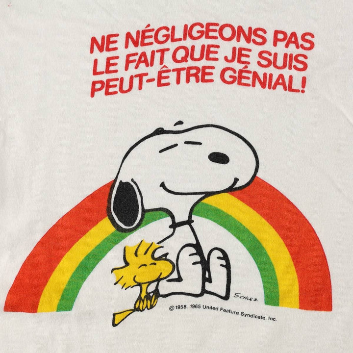 SNOOPY character print T-shirt, women's size S (approx.), vintage. unclear white type Vintage Second Hand