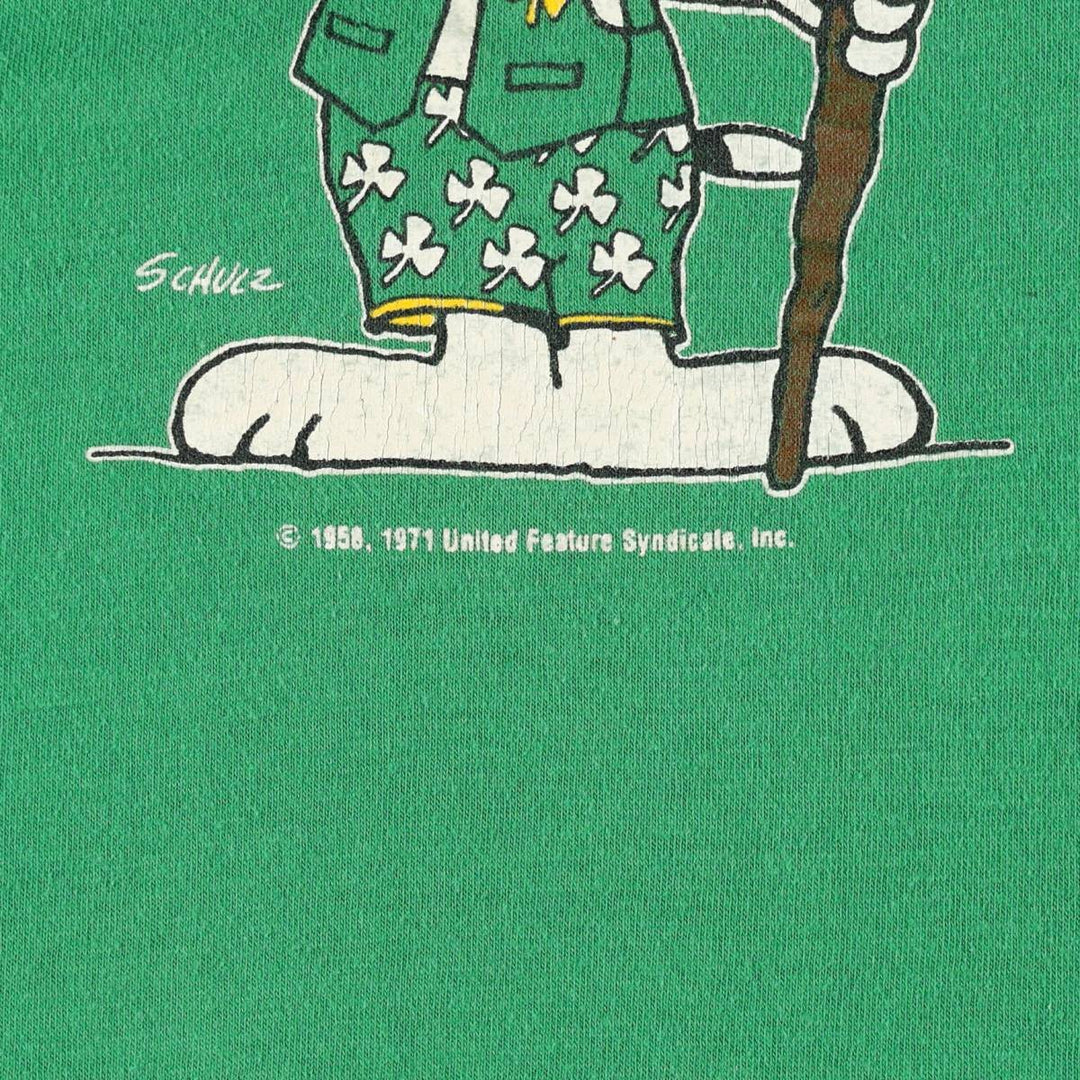 70'S Artex Snoopy Woodstock Character Print T-Shirt, Men's Size L (approx.), Vintage cotton green type Vintage Second Hand