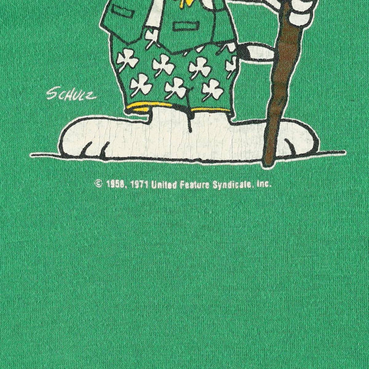 70'S Artex Snoopy Woodstock Character Print T-Shirt, Men's Size L (approx.), Vintage cotton green type Vintage Second Hand