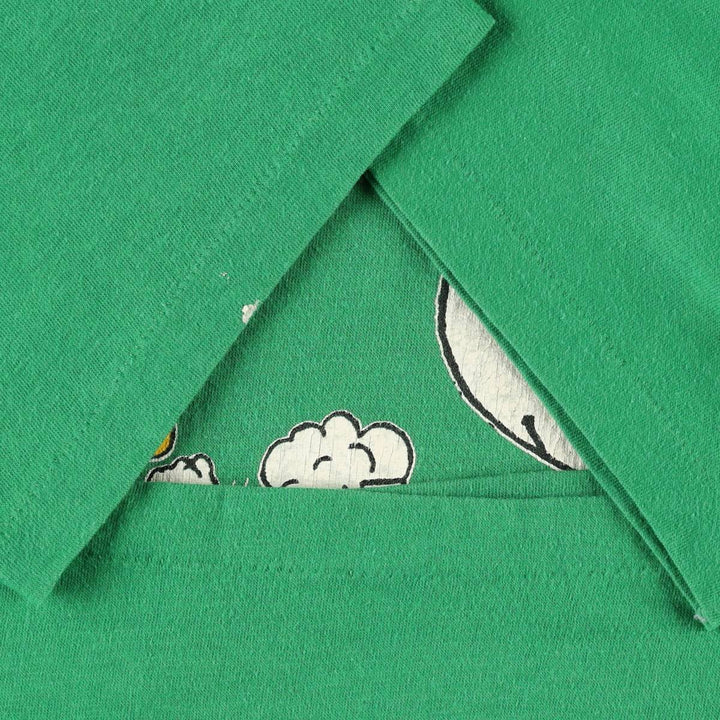 70'S Artex Snoopy Woodstock Character Print T-Shirt, Men's Size L (approx.), Vintage cotton green type Vintage Second Hand