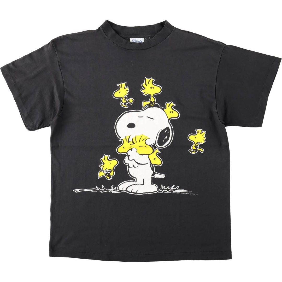 90'S FLIRTS SNOOPY Woodstock Character Print T-Shirt, Made in USA, Men's Size S (approx.), Vintage cotton black type Vintage Second Hand