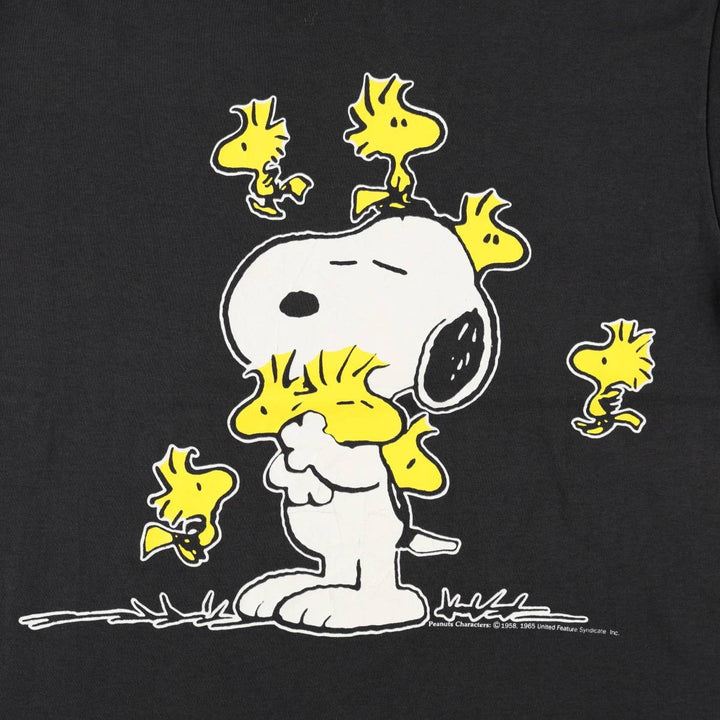 90'S FLIRTS SNOOPY Woodstock Character Print T-Shirt, Made in USA, Men's Size S (approx.), Vintage cotton black type Vintage Second Hand