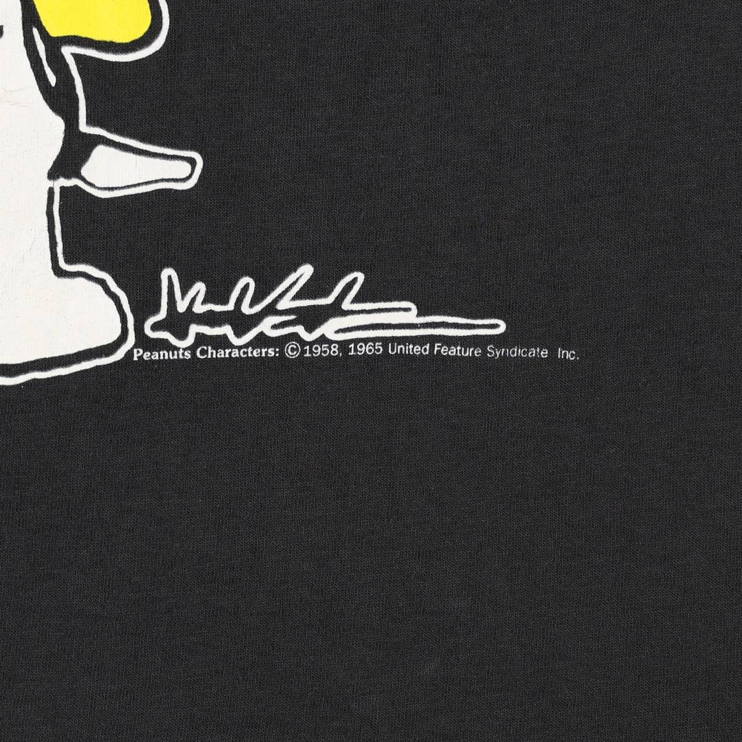 90'S FLIRTS SNOOPY Woodstock Character Print T-Shirt, Made in USA, Men's Size S (approx.), Vintage cotton black type Vintage Second Hand