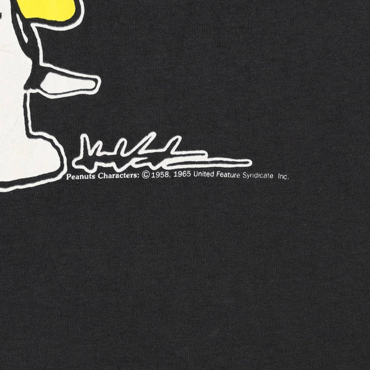 90'S FLIRTS SNOOPY Woodstock Character Print T-Shirt, Made in USA, Men's Size S (approx.), Vintage cotton black type Vintage Second Hand
