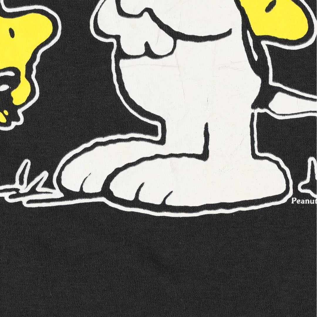 90'S FLIRTS SNOOPY Woodstock Character Print T-Shirt, Made in USA, Men's Size S (approx.), Vintage cotton black type Vintage Second Hand