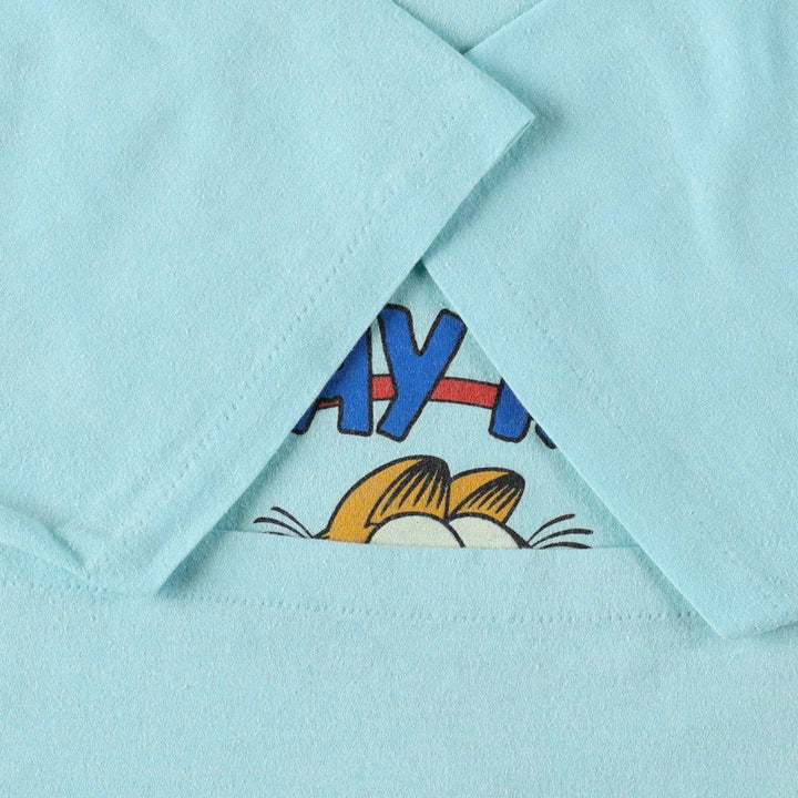 1970'S Garfield character print t-shirt, women's size L equivalent, vintage. unclear Blue type light blue Vintage Second Hand