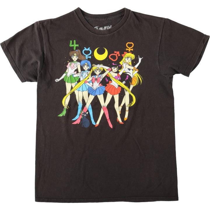 SAILOR MOON Pretty Guardian Sailor Moon Anime Character Print T-Shirt Women's Size S cotton black type Vintage Second Hand