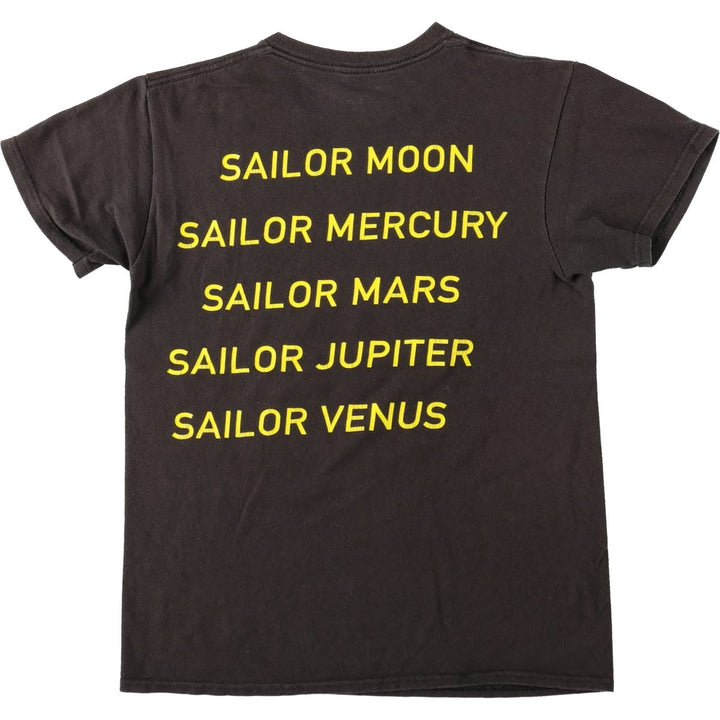 SAILOR MOON Pretty Guardian Sailor Moon Anime Character Print T-Shirt Women's Size S cotton black type Vintage Second Hand