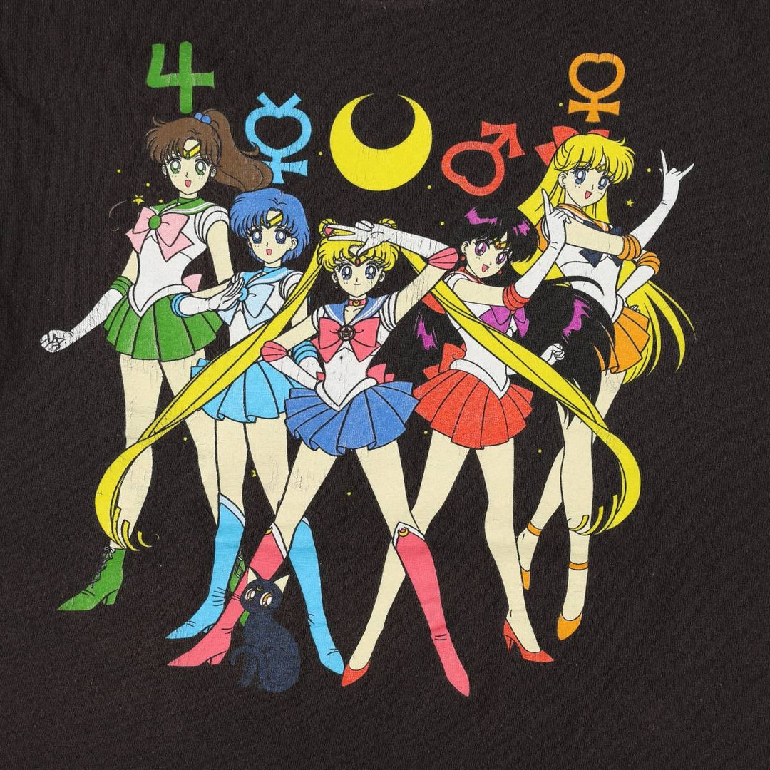 SAILOR MOON Pretty Guardian Sailor Moon Anime Character Print T-Shirt Women's Size S cotton black type Vintage Second Hand