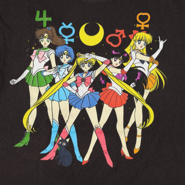 SAILOR MOON Pretty Guardian Sailor Moon Anime Character Print T-Shirt Women's Size S cotton black type Vintage Second Hand