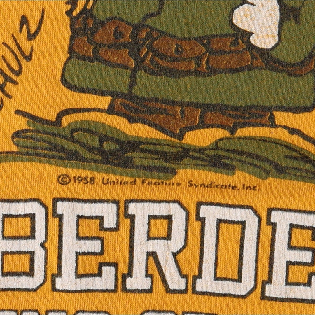 70s-80'S Artex Snoopy Character Print T-Shirt, Made in USA, Women's Size S (approx.), Vintage cotton yellow type Vintage Second Hand