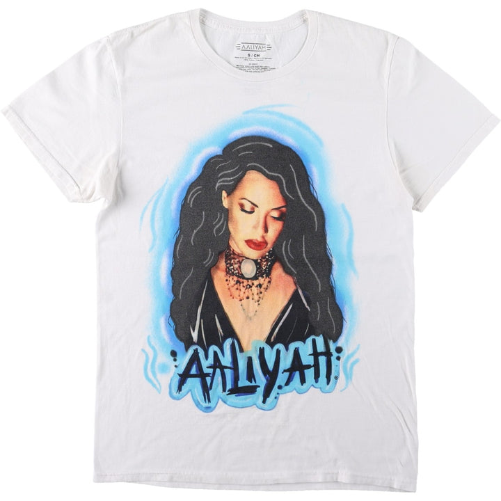 AALIYAH Wrap T-Shirt (Women's Size S) cotton white type Vintage Second Hand