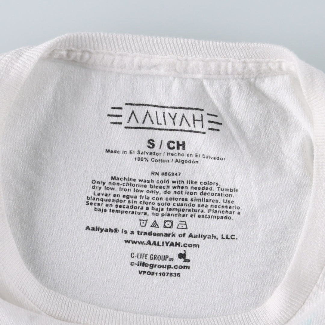 AALIYAH Wrap T-Shirt (Women's Size S) cotton white type Vintage Second Hand