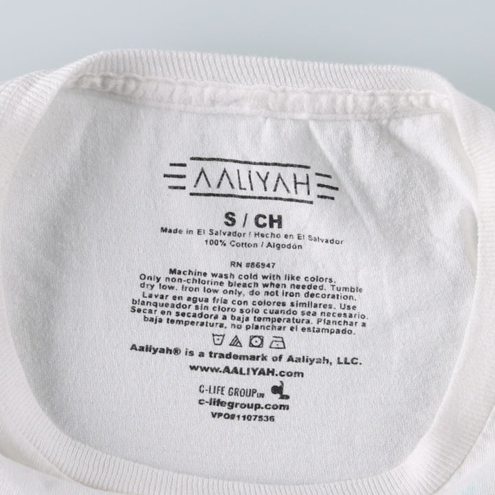 AALIYAH Wrap T-Shirt (Women's Size S) cotton white type Vintage Second Hand