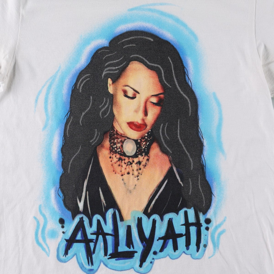 AALIYAH Wrap T-Shirt (Women's Size S) cotton white type Vintage Second Hand