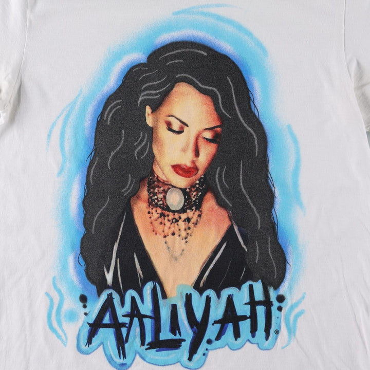 AALIYAH Wrap T-Shirt (Women's Size S) cotton white type Vintage Second Hand