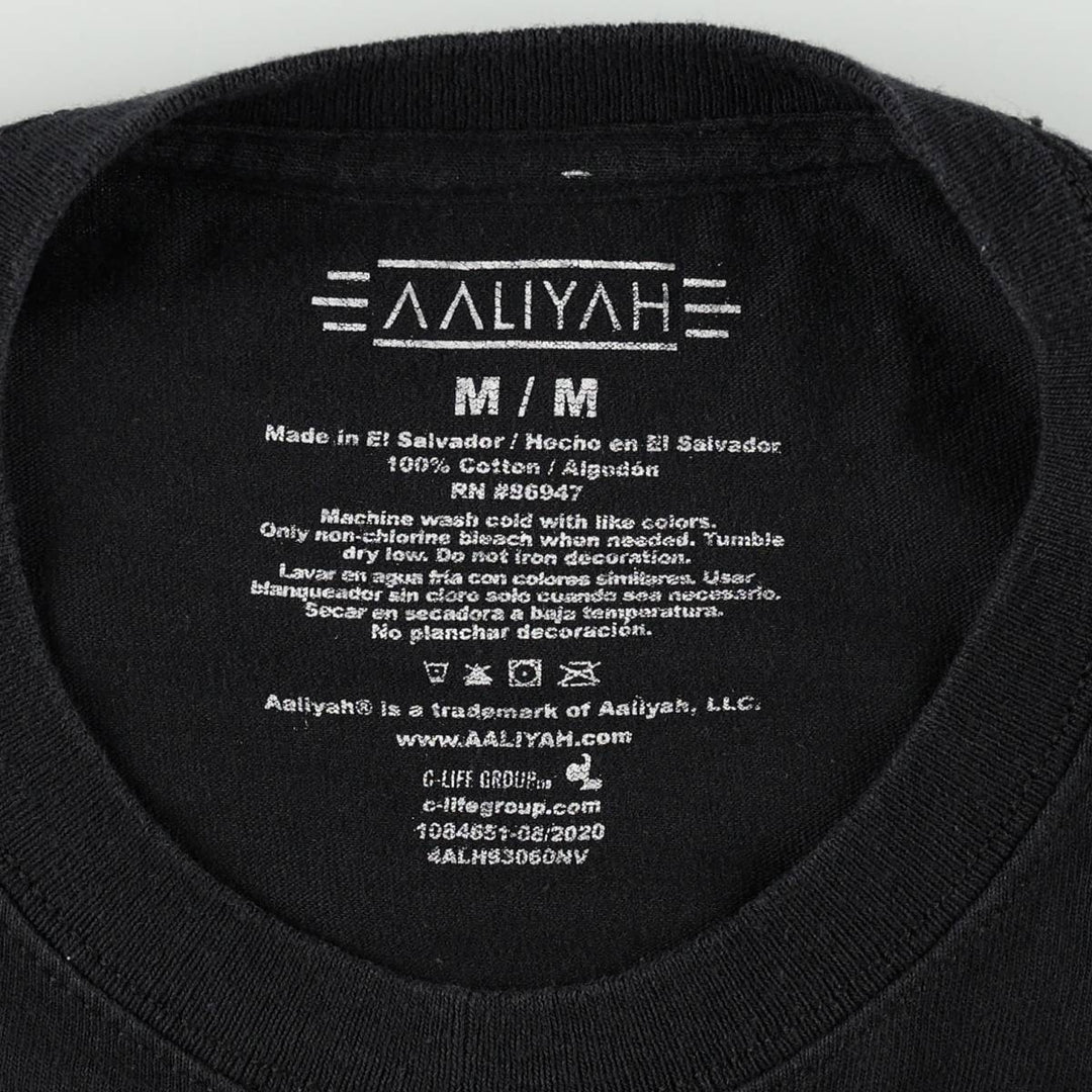 AALIYAH Wrap T-Shirt (Women's Size M) cotton black type Vintage Second Hand