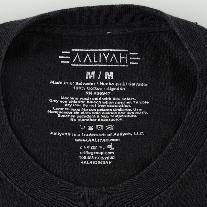 AALIYAH Wrap T-Shirt (Women's Size M) cotton black type Vintage Second Hand
