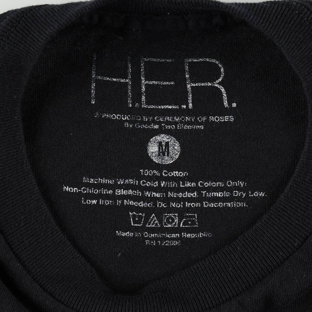 HER Wrap T-shirt, Women's Size M (approx.) cotton black type Vintage Second Hand