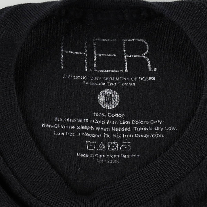 HER Wrap T-shirt, Women's Size M (approx.) cotton black type Vintage Second Hand