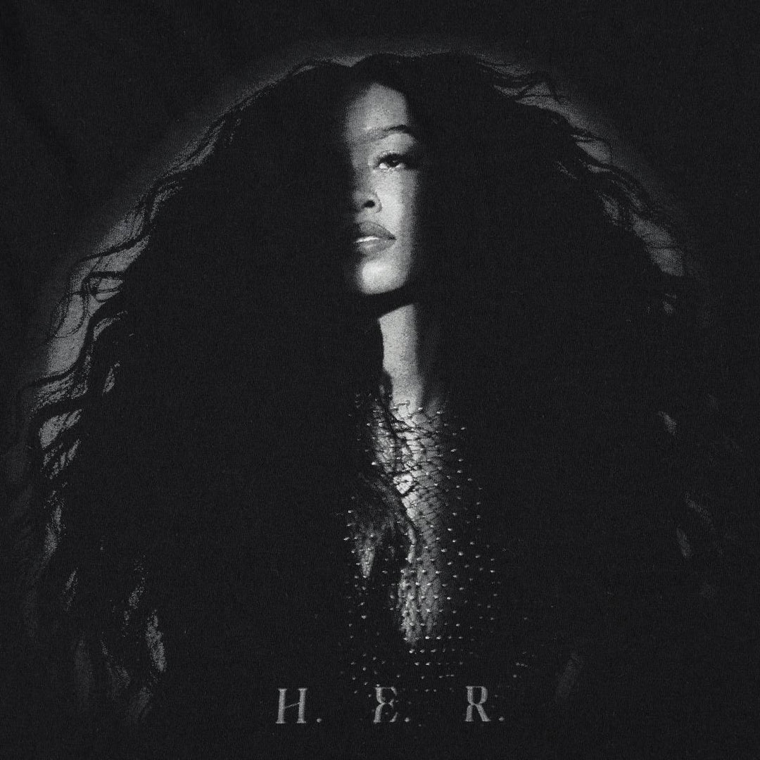 HER Wrap T-shirt, Women's Size M (approx.) cotton black type Vintage Second Hand