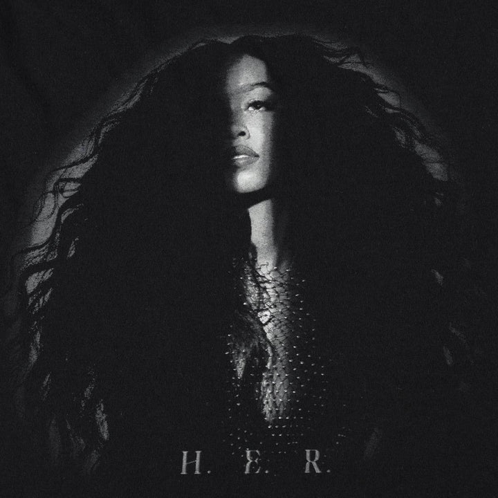 HER Wrap T-shirt, Women's Size M (approx.) cotton black type Vintage Second Hand