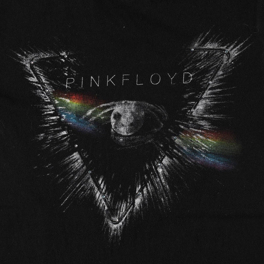 PINK FLOYD Rhinestone Band T-Shirt (Women's Size XS) unclear black type Vintage Second Hand