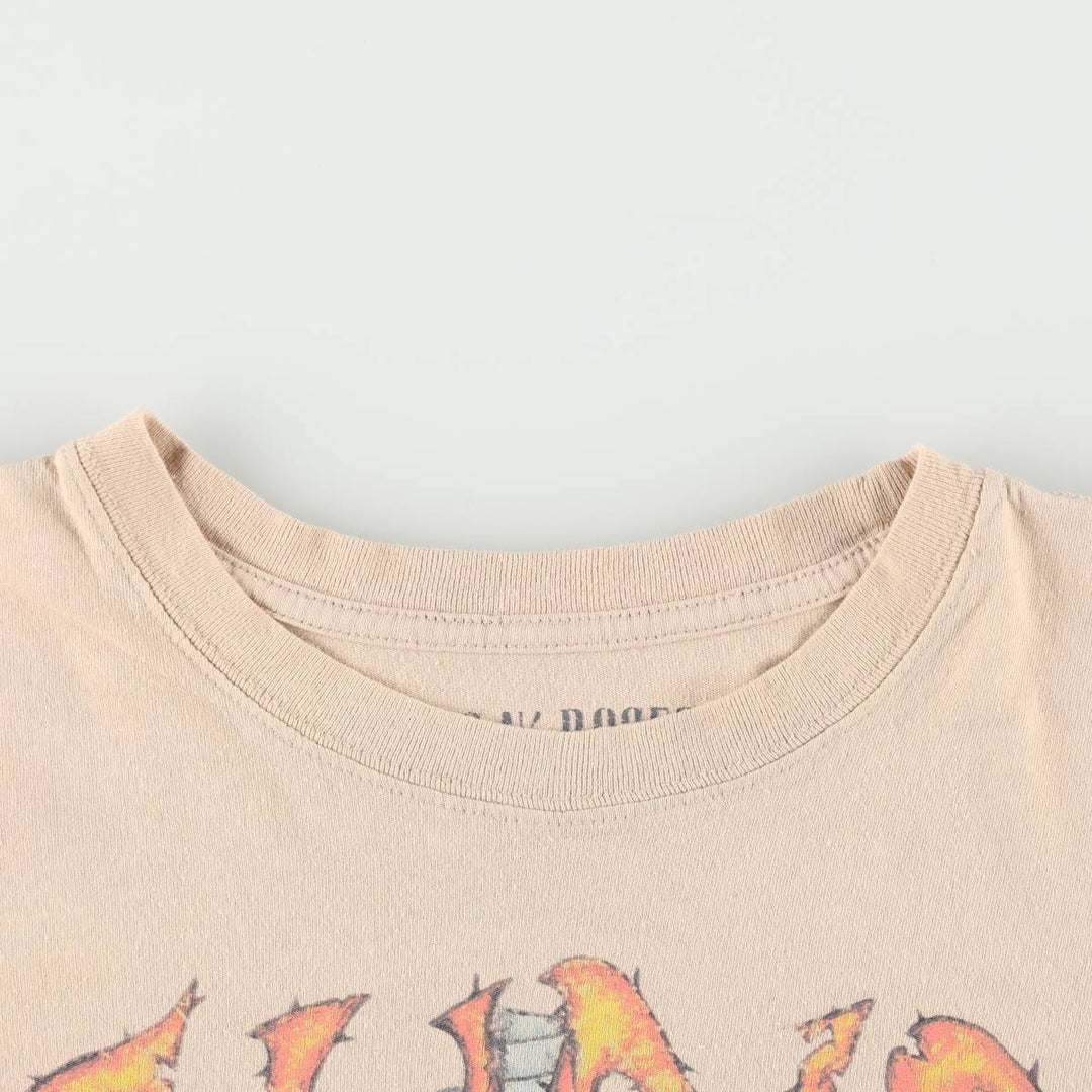 GUNS N' ROSES Skull Pattern Band T-Shirt (Women's Size L) cotton beige type brown Vintage Second Hand