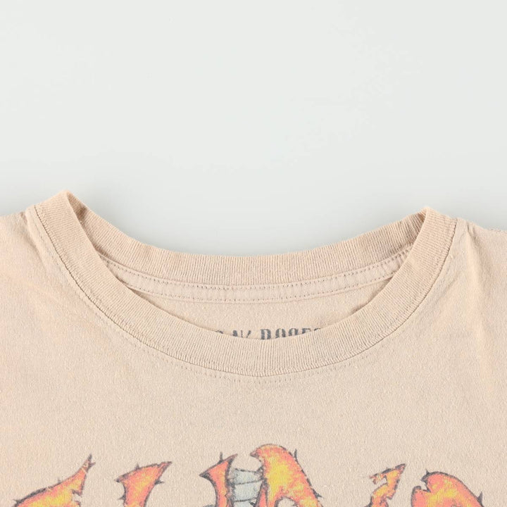 GUNS N' ROSES Skull Pattern Band T-Shirt (Women's Size L) cotton beige type brown Vintage Second Hand