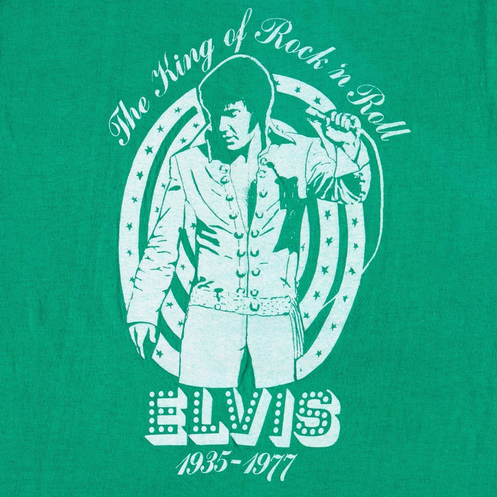 70s-80'S Stedman Elvis Presley Band T-shirt, Made in USA, Men's Size M (approx.) cotton green type Vintage Second Hand
