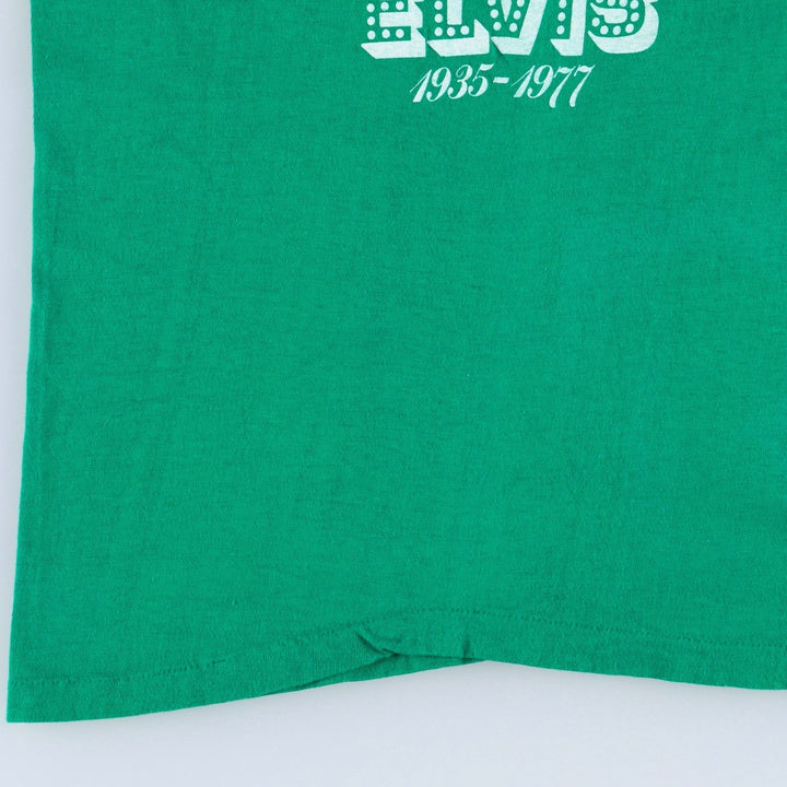 70s-80'S Stedman Elvis Presley Band T-shirt, Made in USA, Men's Size M (approx.) cotton green type Vintage Second Hand