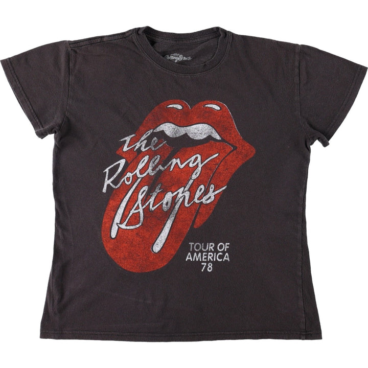THE ROLLING STONES band T-shirt, women's size S cotton black type Vintage Second Hand