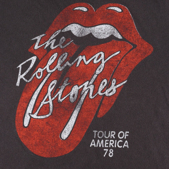 THE ROLLING STONES band T-shirt, women's size S cotton black type Vintage Second Hand