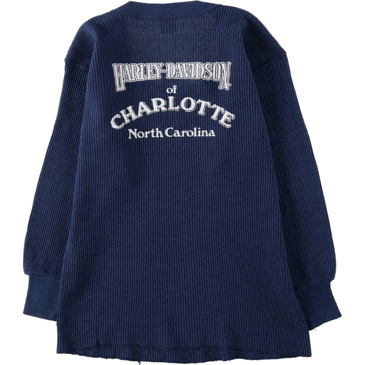 80'S Fruit of the Loom Harley-Davidson Motorcycle Thermal Long-Sleeve T-Shirt, Women's Size S (Equivalent), Vintage cotton navy blue type Vintage Second Hand