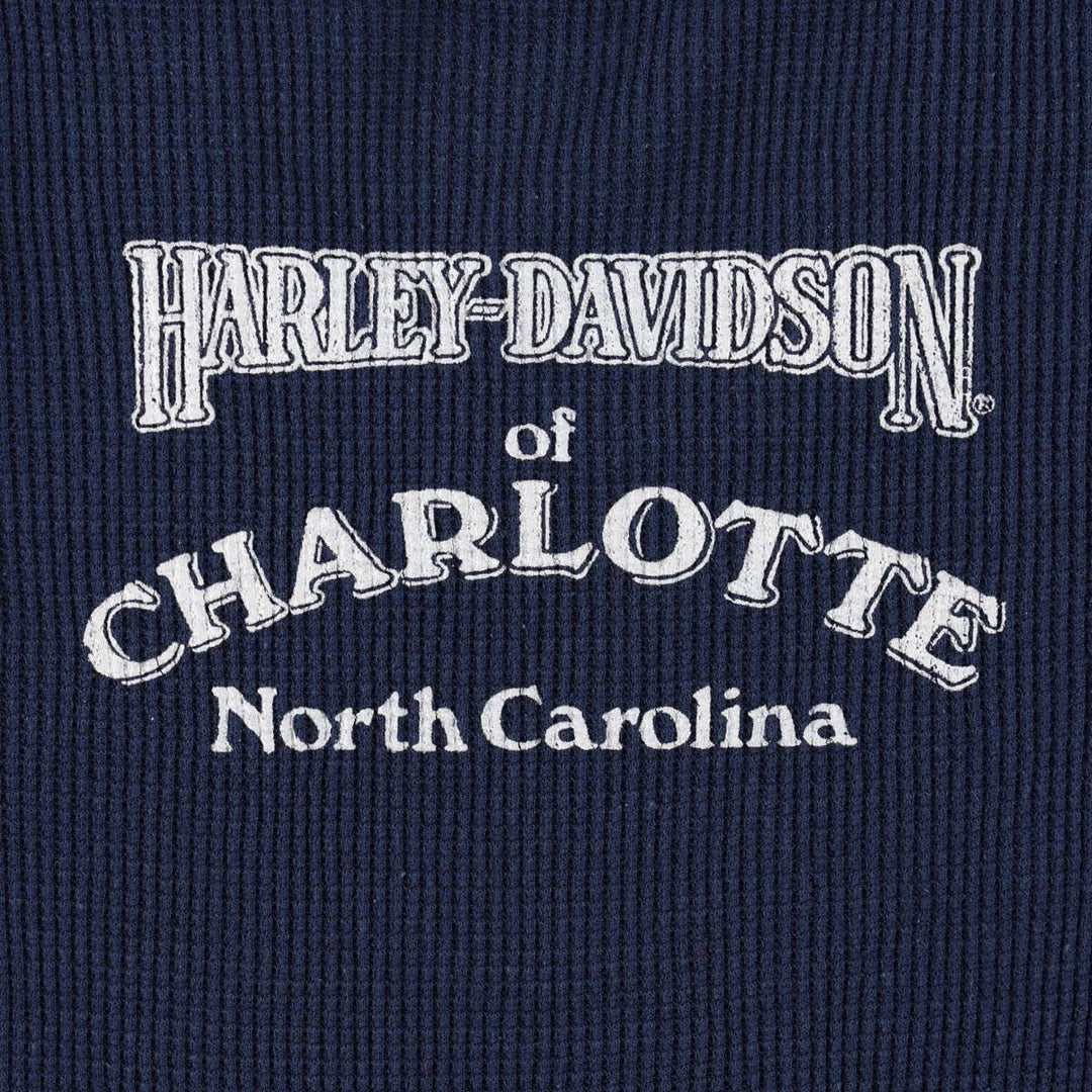 80'S Fruit of the Loom Harley-Davidson Motorcycle Thermal Long-Sleeve T-Shirt, Women's Size S (Equivalent), Vintage cotton navy blue type Vintage Second Hand