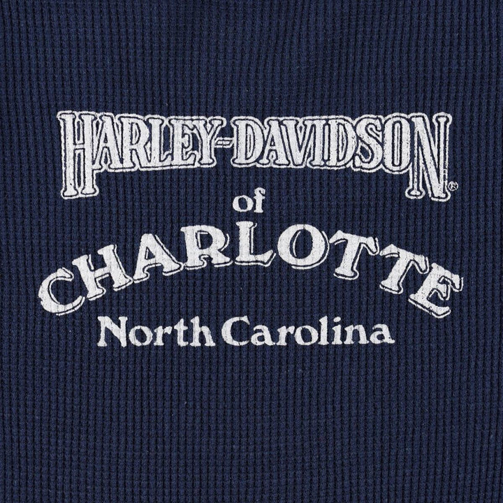 80'S Fruit of the Loom Harley-Davidson Motorcycle Thermal Long-Sleeve T-Shirt, Women's Size S (Equivalent), Vintage cotton navy blue type Vintage Second Hand