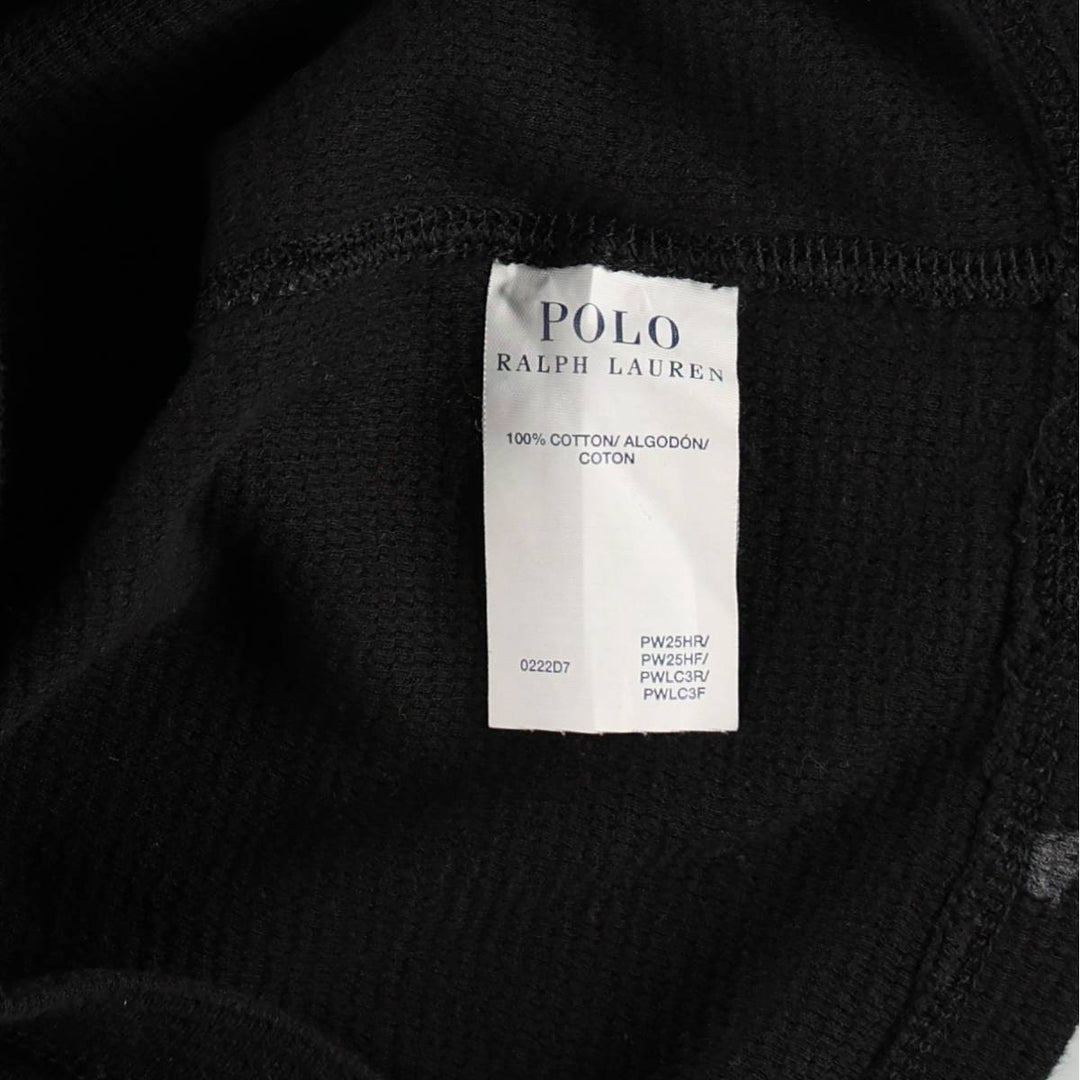Ralph Lauren POLO RALPH LAUREN SLEEPWEAR All-over print thermal long-sleeve T-shirt, waffle knit, women's size S equivalent. cotton black type Vintage Second Hand